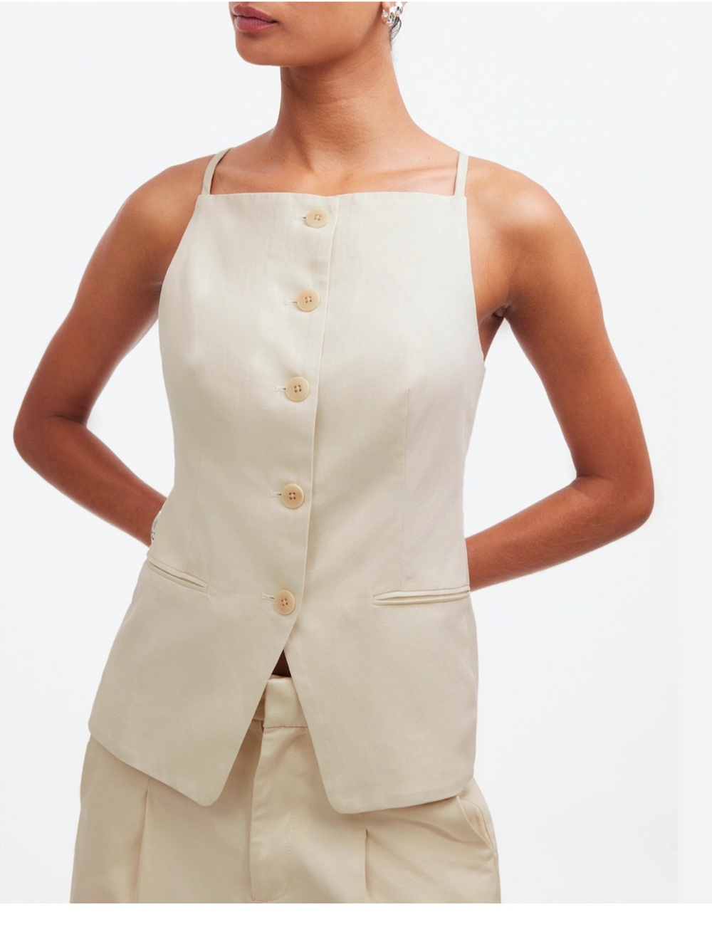 Madewell Square-Neck Vest in Drapey Twill
